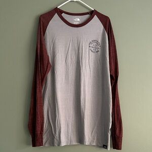 The North Face Men's Long Sleeve Shirt in Gray and Burgundy